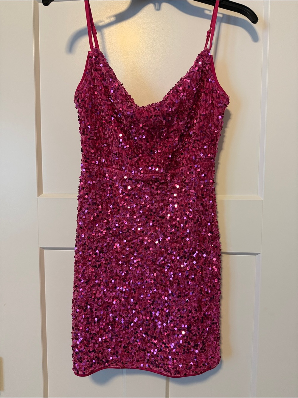 Fuchsia Sequin Slip Dress